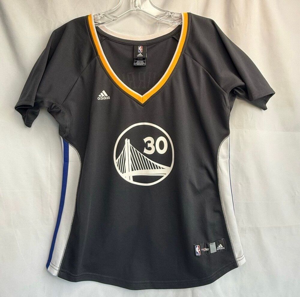 Adidas Women's XL Golden State Warrior Gray Basketball Jersey Stephen Curry EUC